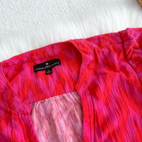 Pomander Place Hot Pink Ikat Kenzo Dress Red Chevron Ruffle - Picture 9 of 14